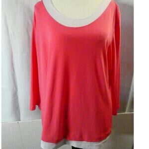 Susan Graver Style Women's Large Shirt Scoop Neck 3/4 Sleeves Casual